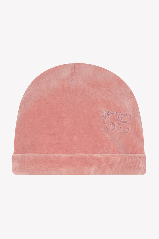 Gorro - Estampado inspiración Toile de Jouy Terciopelo Rosa - Image principale
