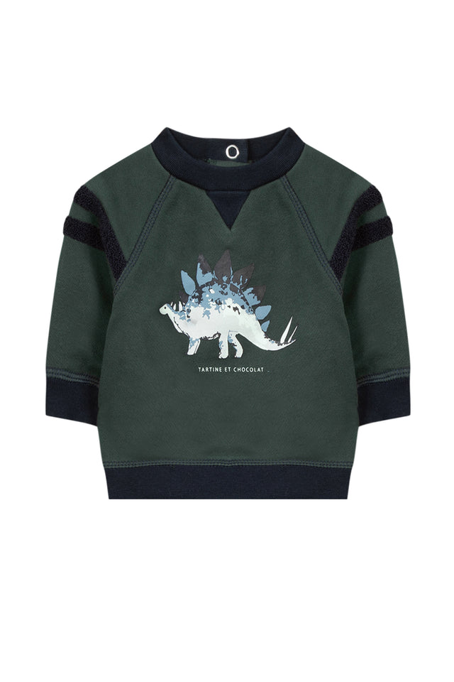 Sweatshirt - Green Illustration dinosaur - Image principale