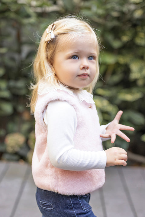 Gilet - Rose pâle Imitation fourrure - Image principale