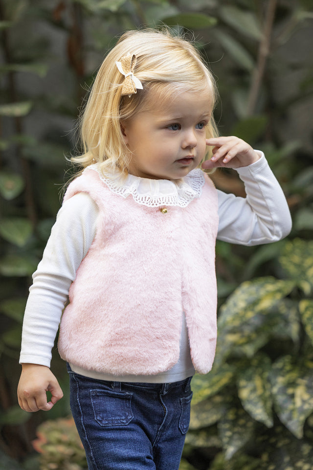 Gilet - Rose pâle Imitation fourrure - Image principale