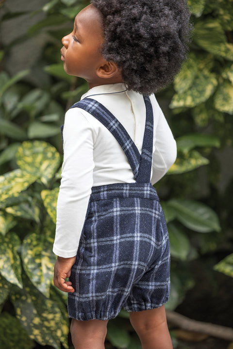 Salopette - Courte marine carreaux - Image principale