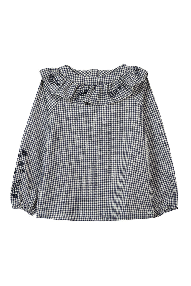 Blouse - Marine en pied de poule - Image principale