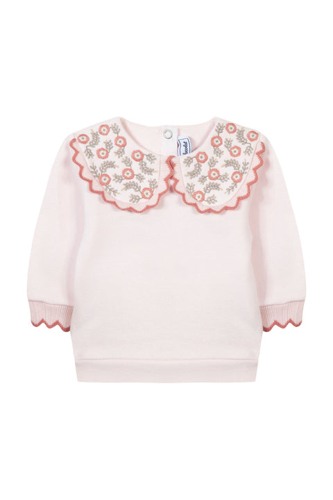 Sweat - Rose pâle col fleuri - Image principale