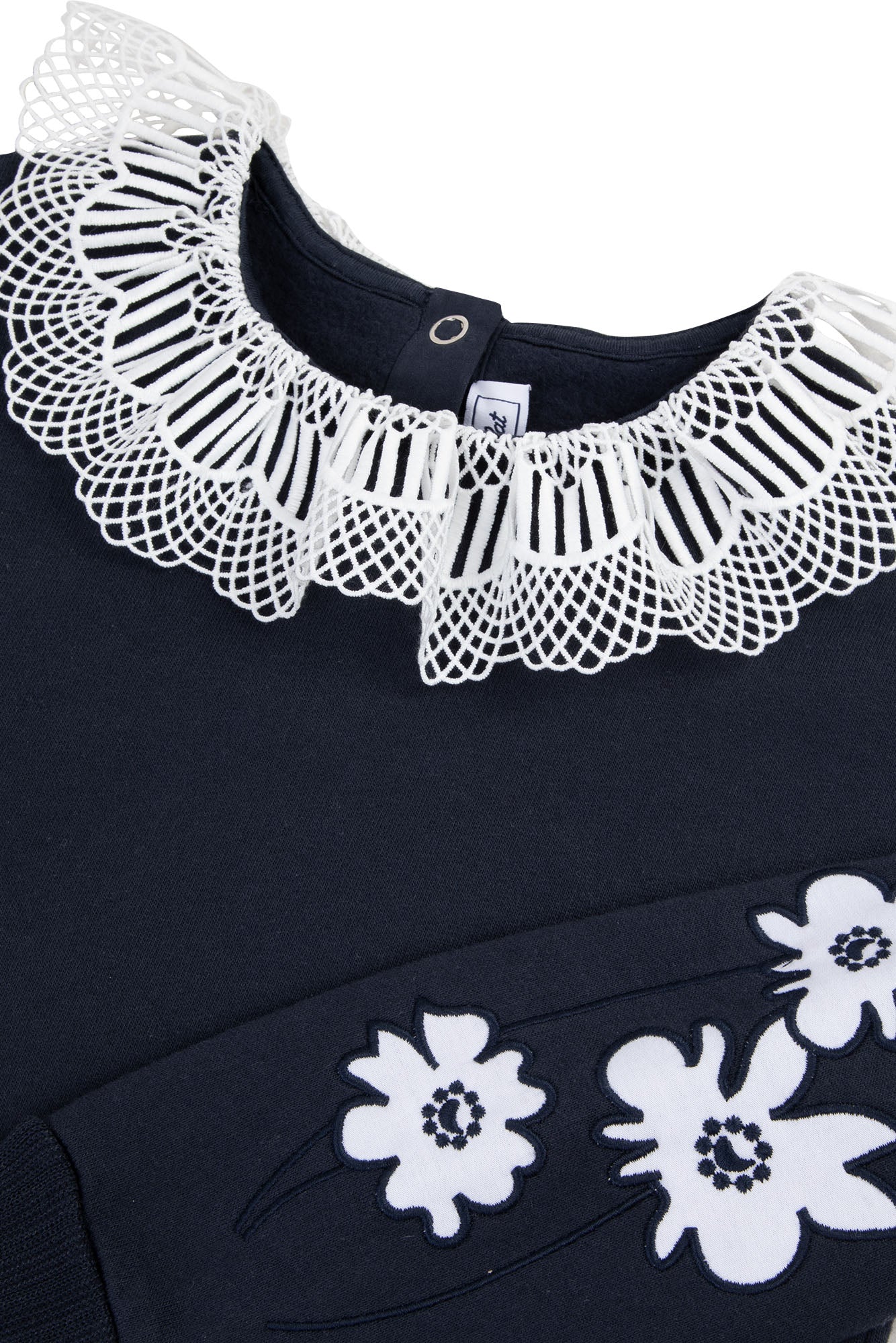 Sweatshirt - Marineblau Rüschenkragen