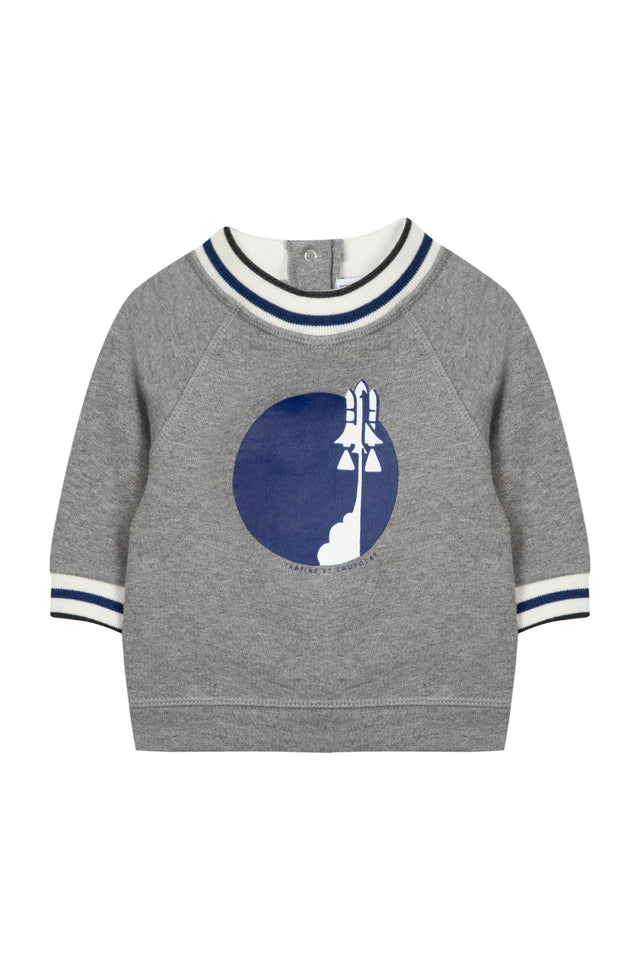Sudadera - Gris ilustración cohete - Image principale