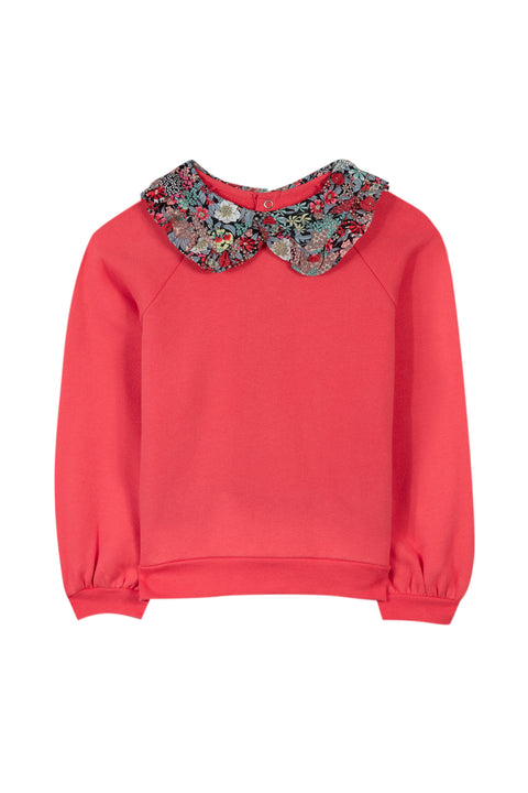 Sweatshirt - Rosa Kragen Liberty-Stoff - Image principale