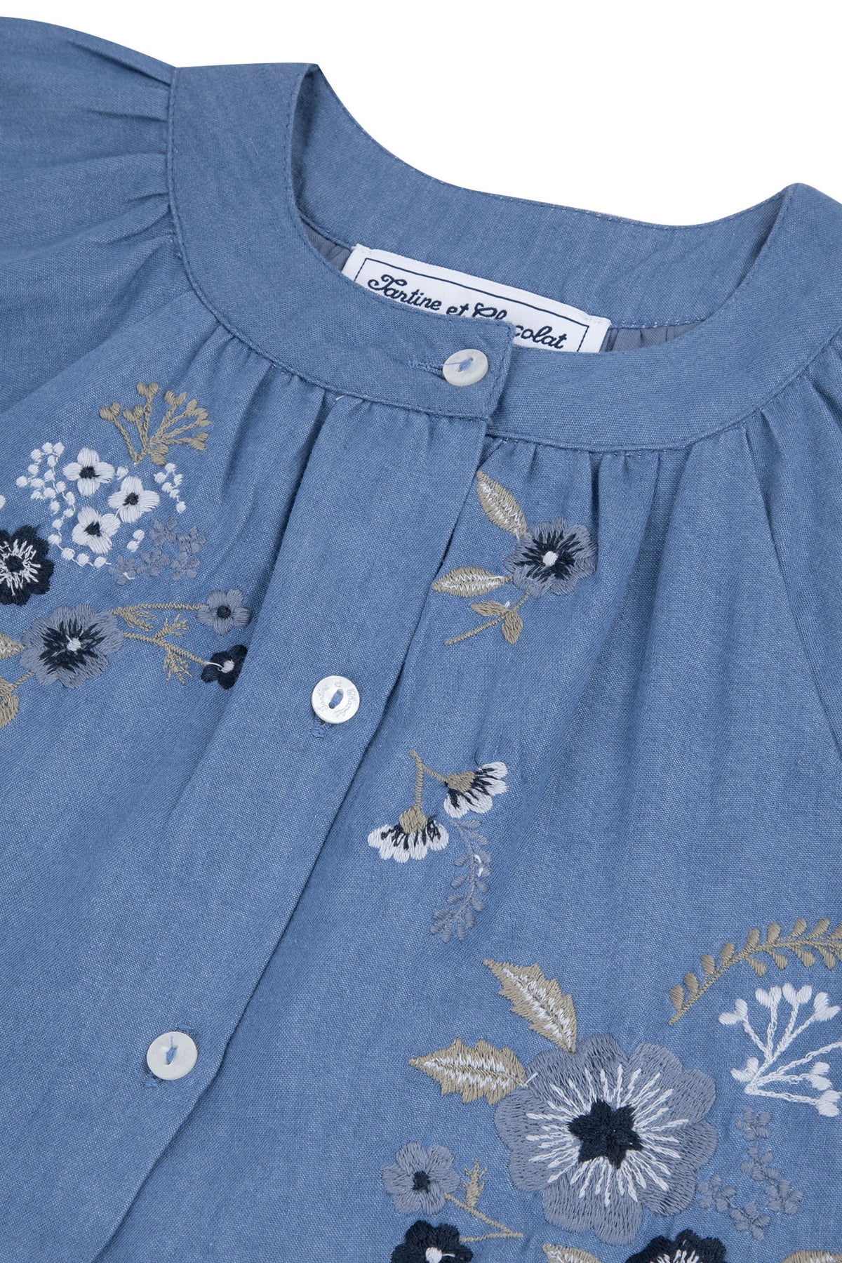 Vestito - Blu ricamo floreale