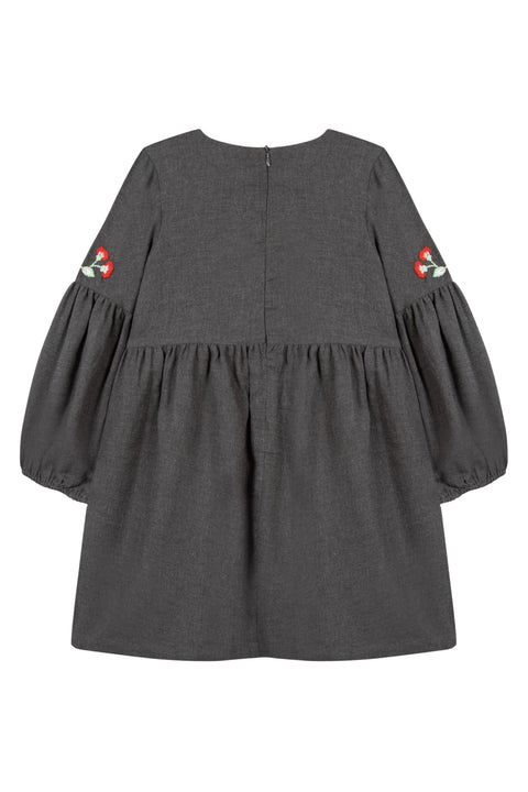 Robe - Gris broderie fleurie - Image principale