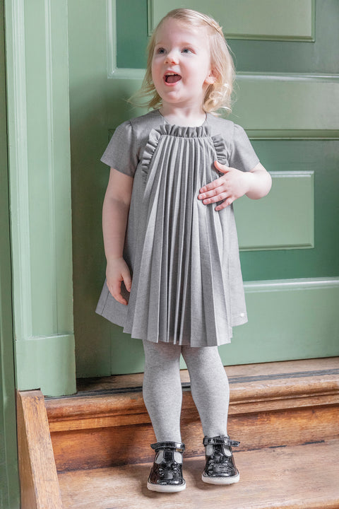 Kleid - Grau plissiert - Image principale
