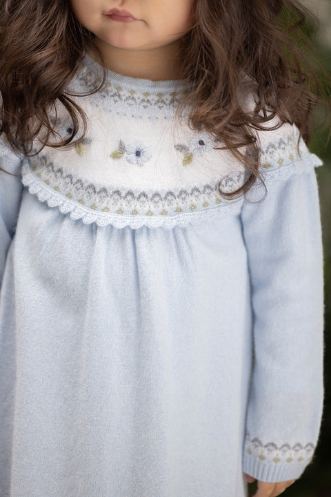 Vestito - Blu nuvola ricamo a mano - Image principale