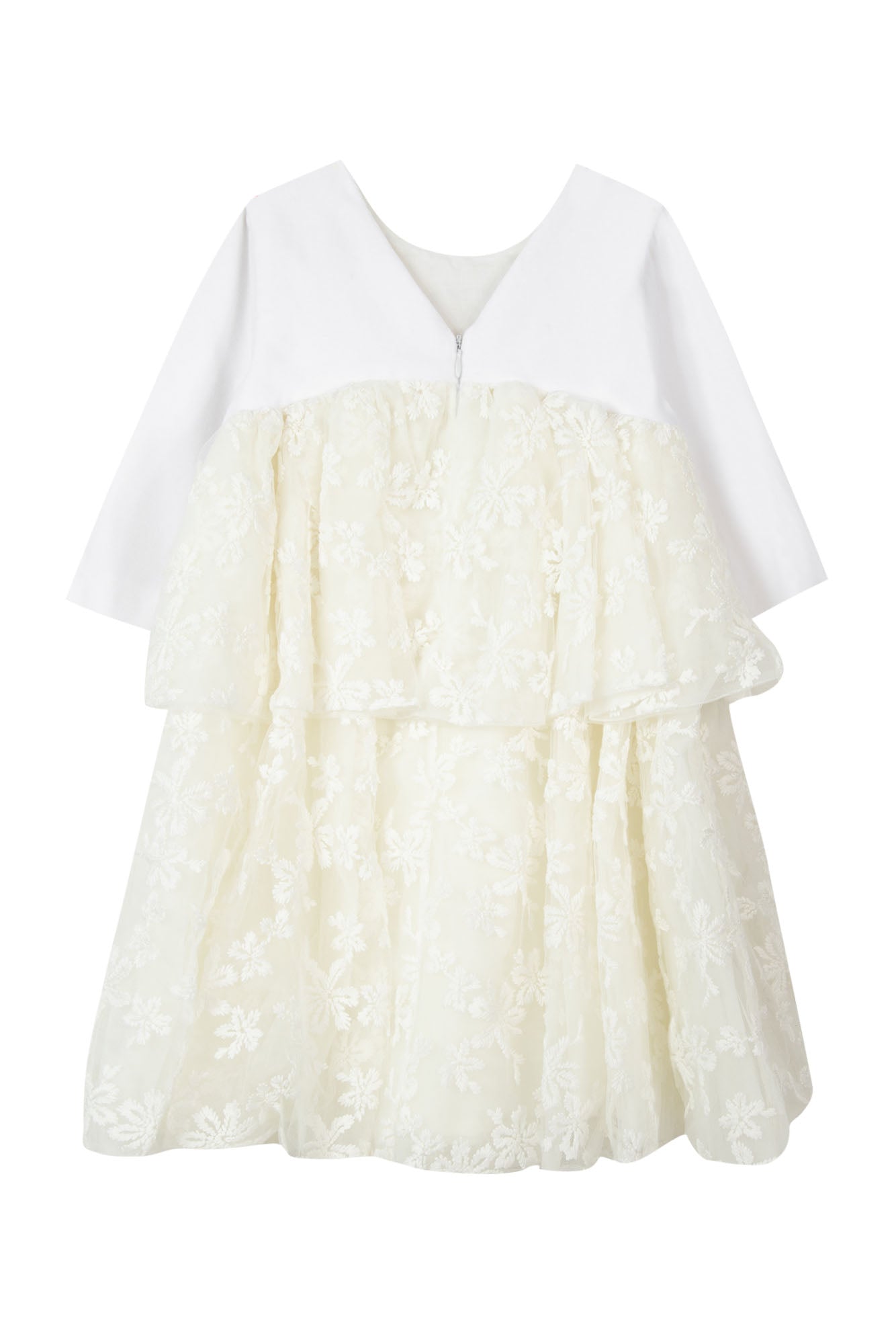 Jurk - Ecru bloemrijke tule