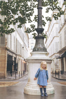 Robe - Bleu broderie fleurie