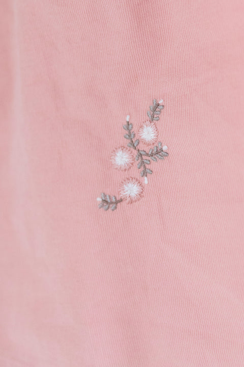 Dress - Velvet Pink Embrodery flowers - Image principale