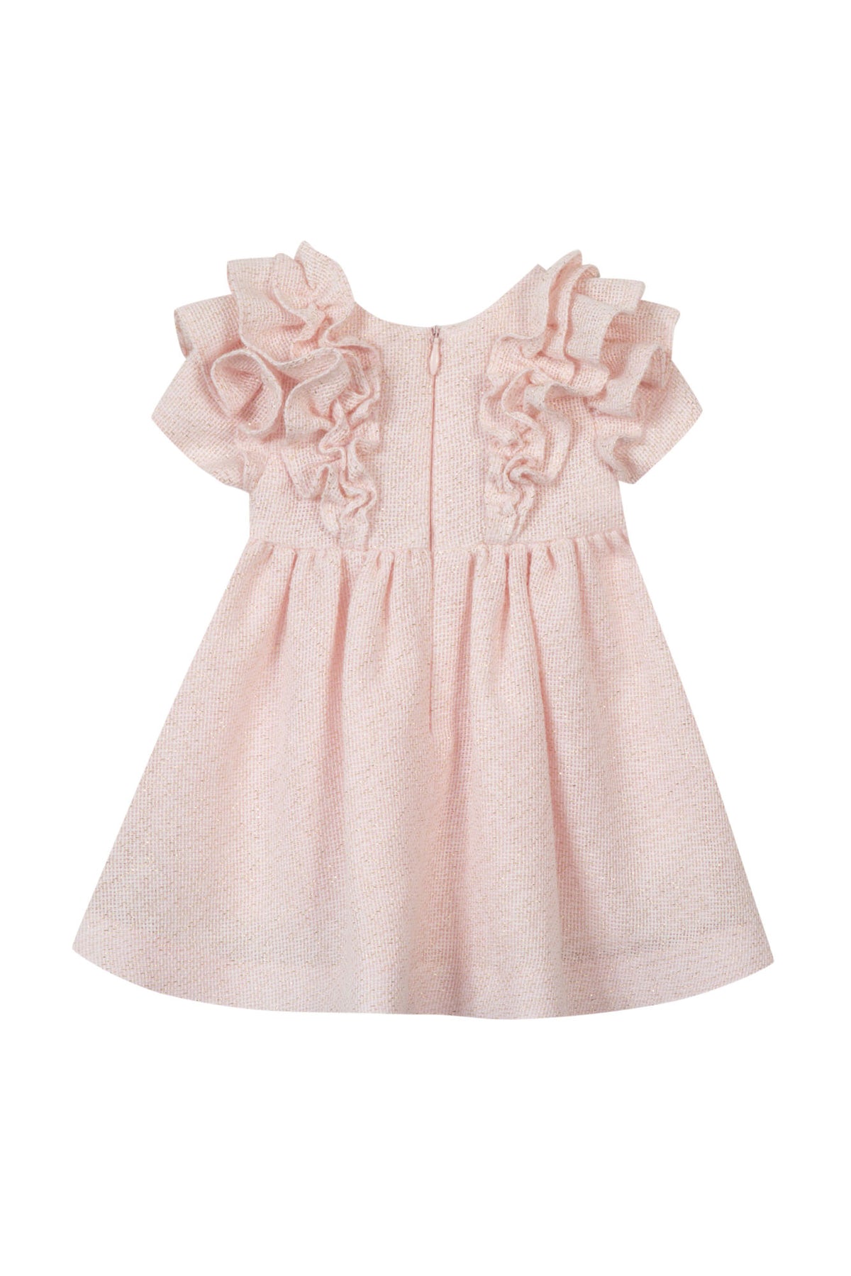 Vestito - Rosa filo oro con volant