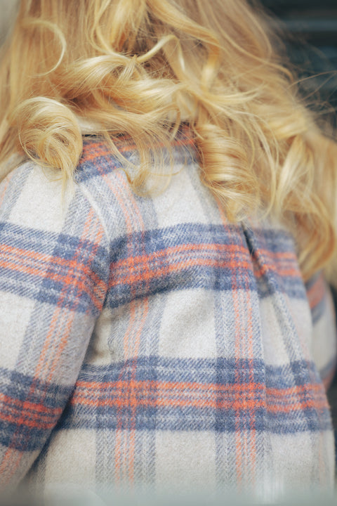 Manteau - Beige laine carreaux - Image principale