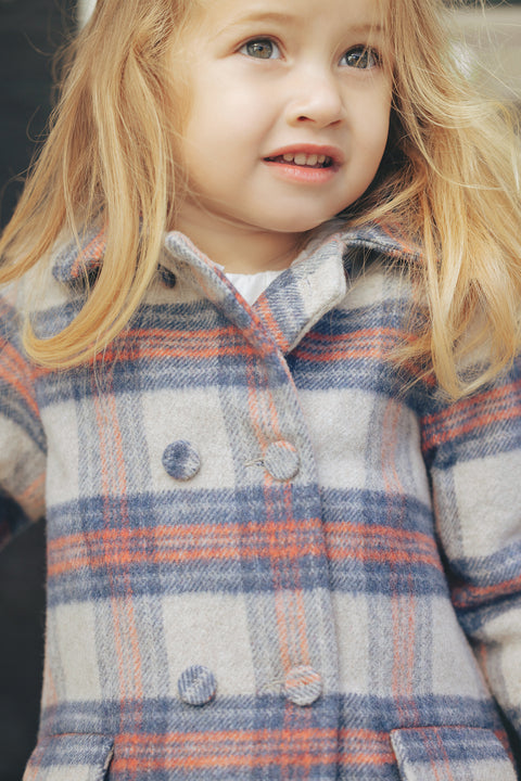 Manteau - Beige laine carreaux - Image principale