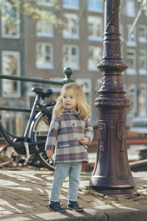 Manteau - Beige laine carreaux - Image principale