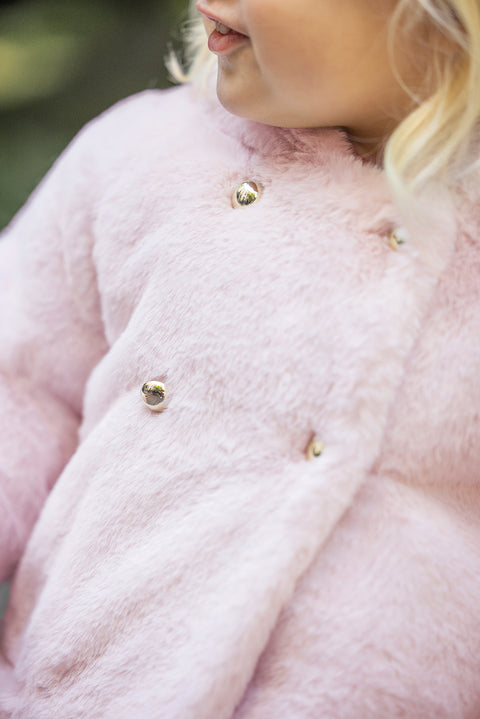 Manteau - Rose pâle Imitation fourrure - Image principale