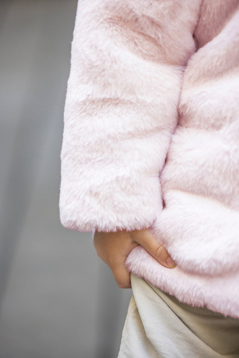 Manteau - Rose pâle Imitation fourrure - Image principale