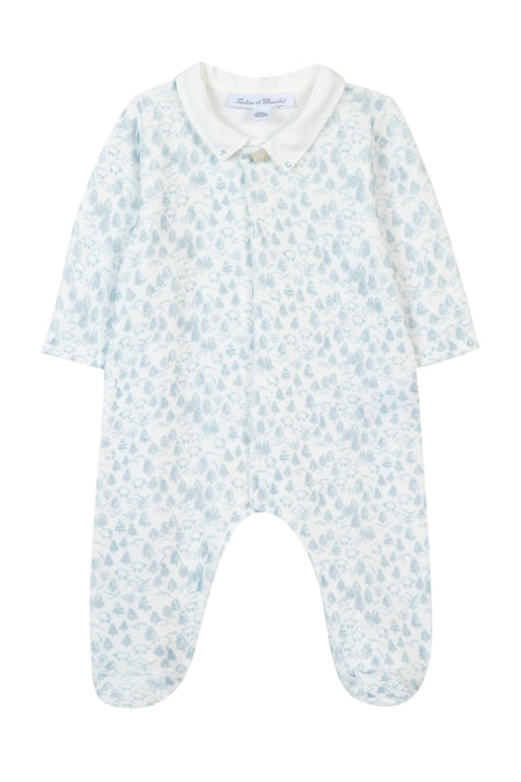 Pyjama - Imprimé nature velours col pointu - Image principale