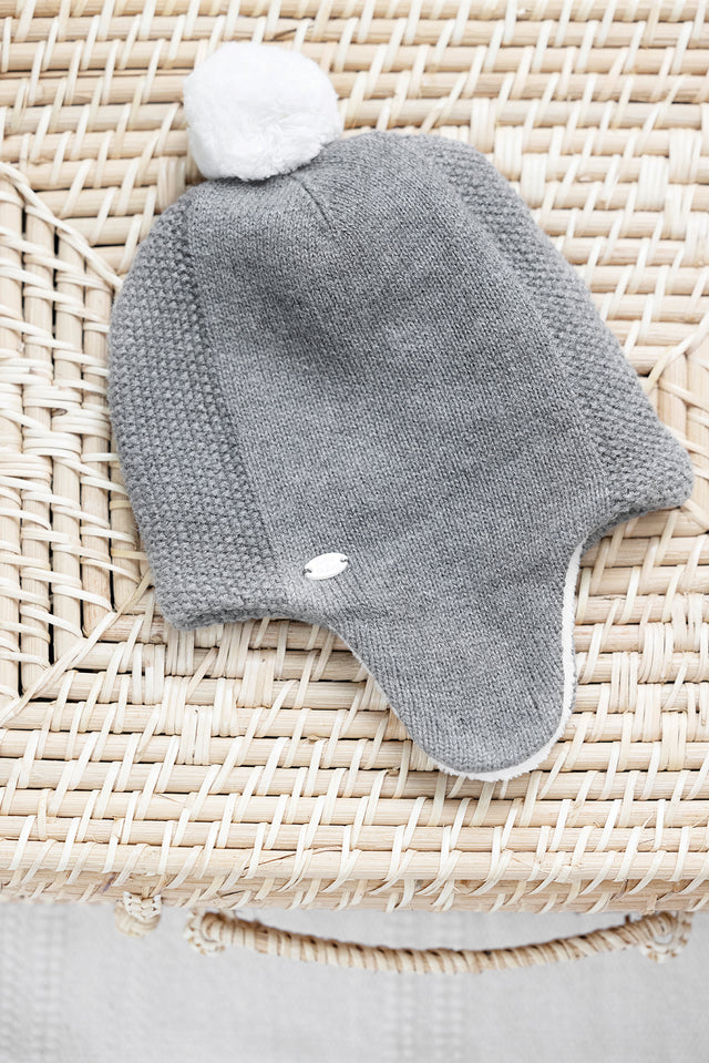 Bonnet - Gris en maille - Image principale