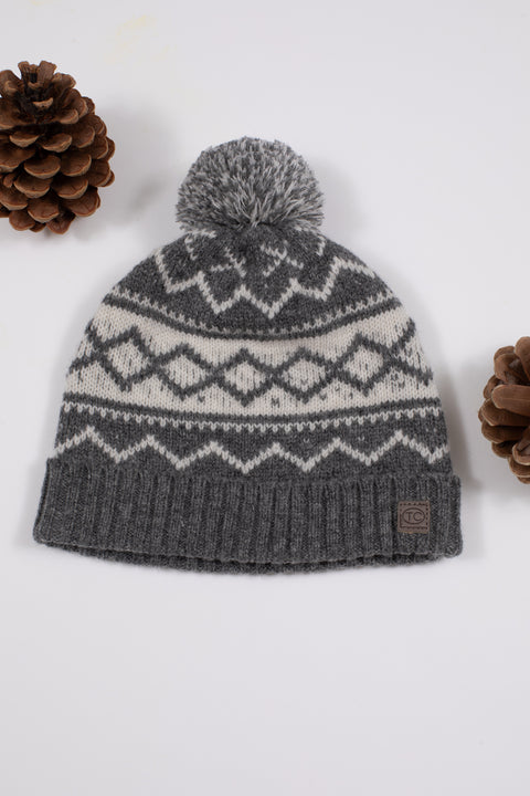 Beanie - Grey jacquard wool - Image principale