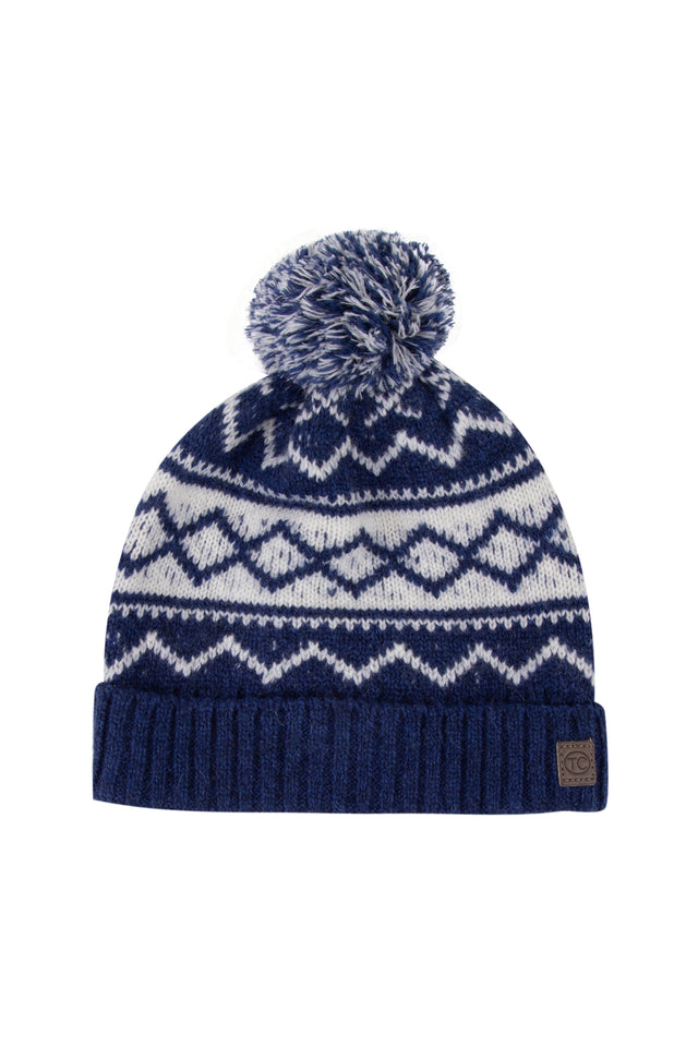 Beanie - Royal blue wool and jacquard - Image principale