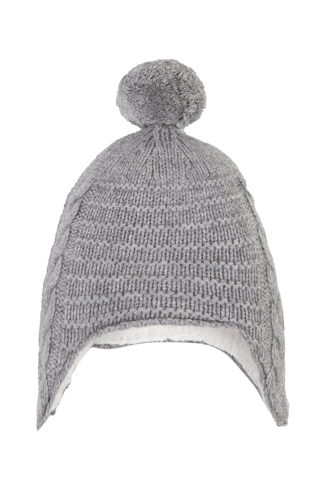 Bonnet - Maille gris à pompon - Image principale