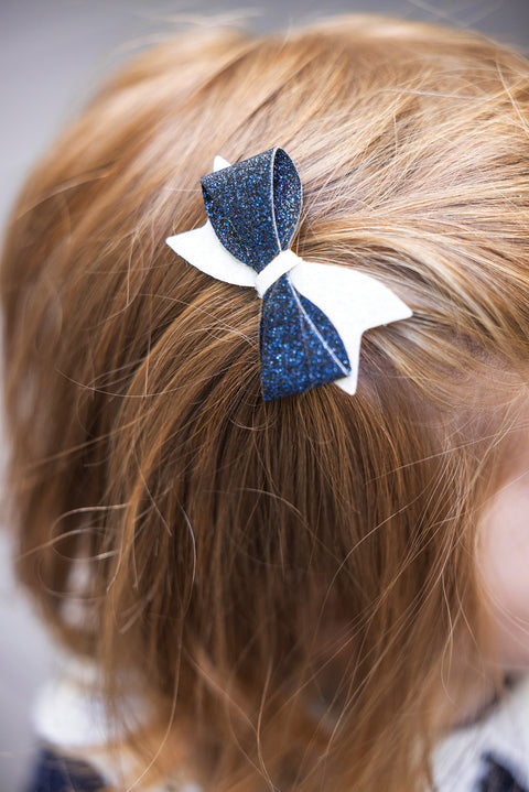Haarspange - Schleife Marineblau funkelnd - Image principale