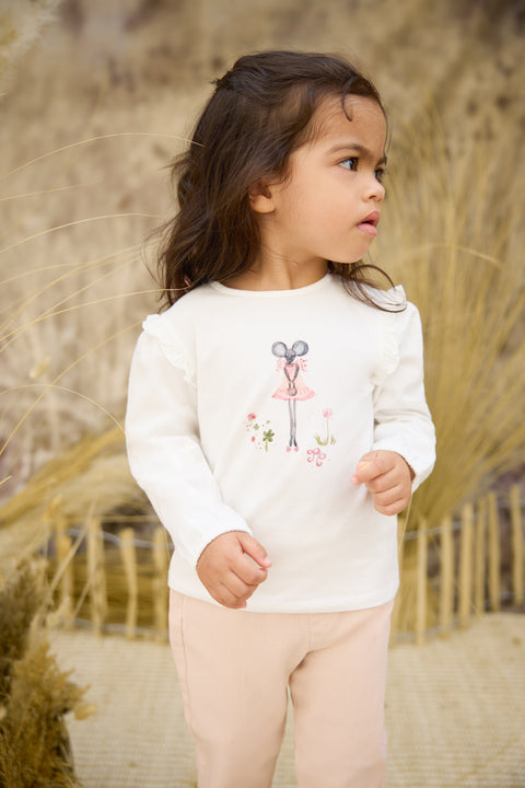 T-shirt - Ecru petite souris fleuri - Image principale