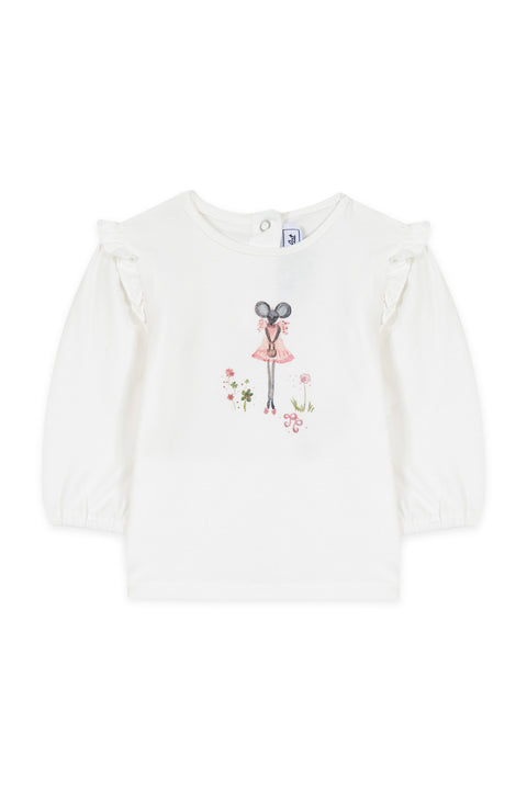 T-shirt - Ecru petite souris fleuri - Image principale