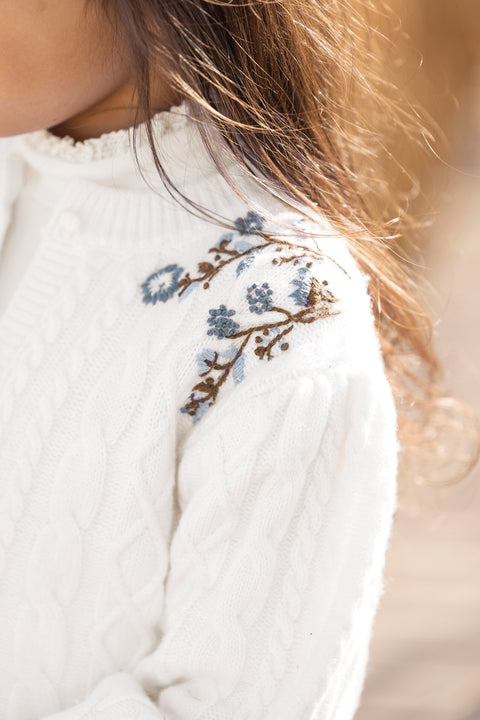 Cardigan - Ecru broderie fleurie - Image principale