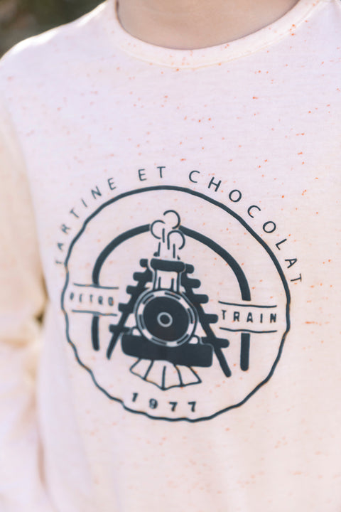 T-shirt - Ecru illustration train - Image principale