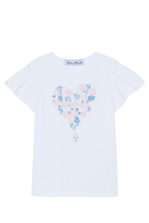 T-shirt - Cœur en relief fleuri - Image principale