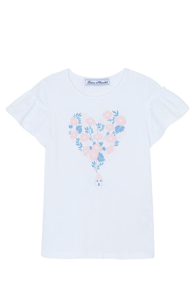 T-shirt - Cœur en relief fleuri - Image principale