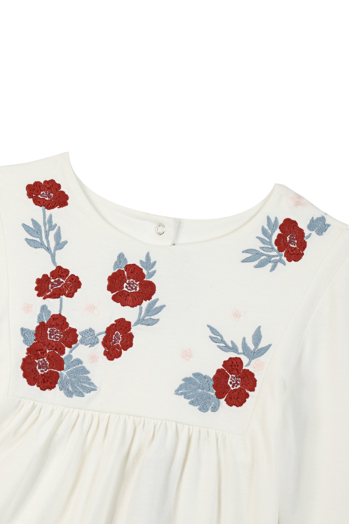 Bluse - Ecru Stickerei blumig