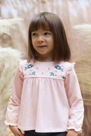 Bluse - Rosa Stickerei Blumen-