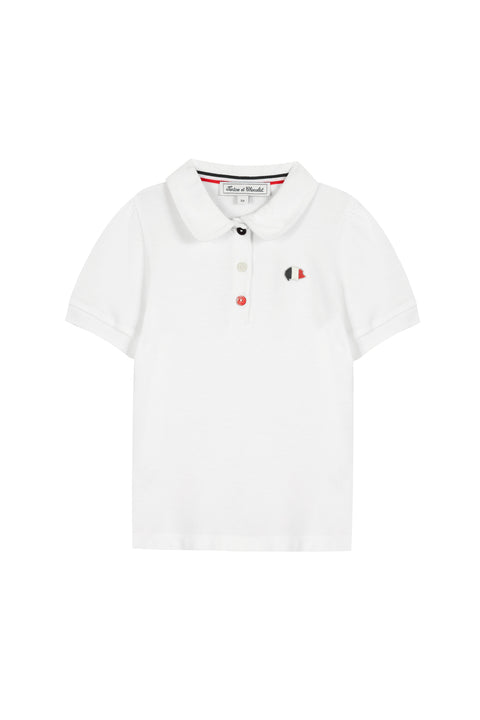 Polo - Blanc motif hérisson maille piquée - Image principale