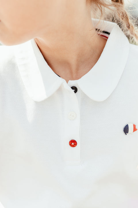 Polo - Blanc motif hérisson maille piquée - Image principale