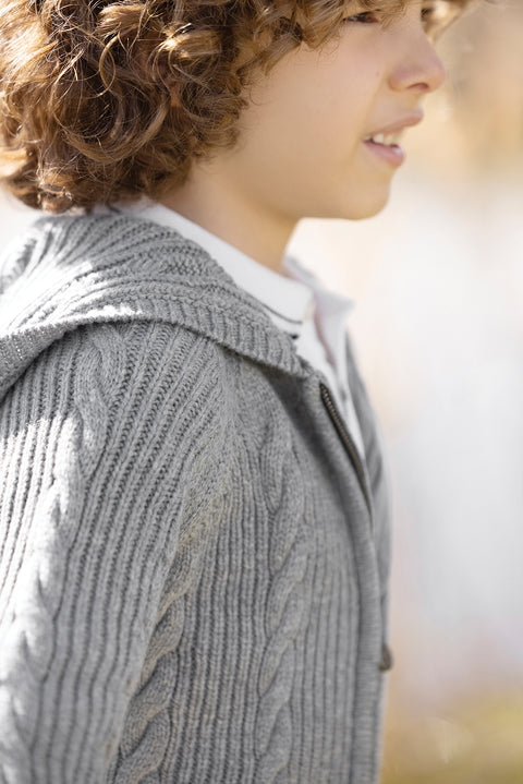 Chaqueta - Gris brezo Punto Trenzado - Image principale