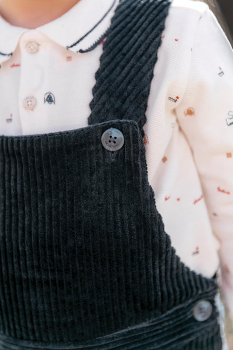 Salopette - Marine velours côtelé - Image principale