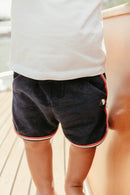 Kurze Hose - Marineblau Tricolor -Details