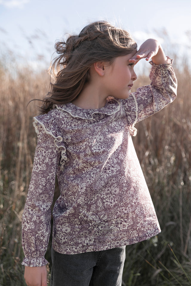 Blouse - Aubergine tissu liberty - Image principale