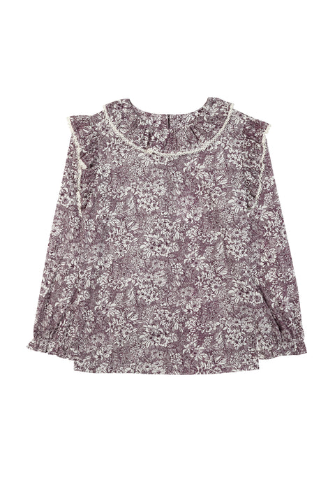 Blouse - Aubergine tissu liberty - Image principale