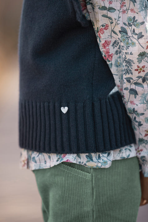 Pull sans manche - Marine maille volanté - Image principale