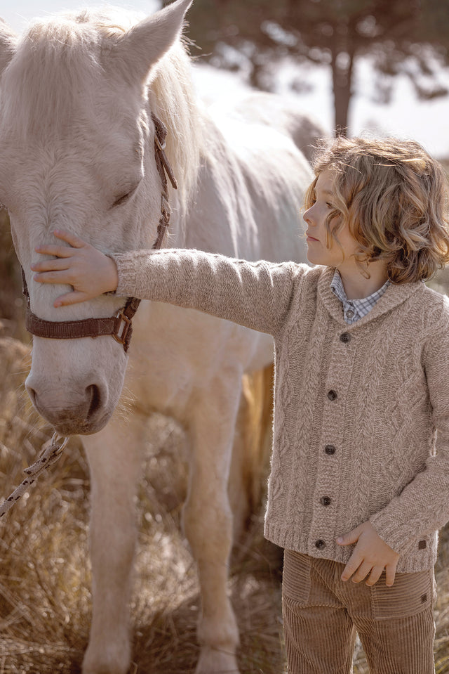 Gilet - Marron maille tressée - Image principale