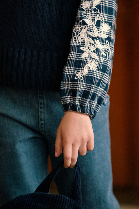 Blouse - Navy has Check - Image principale