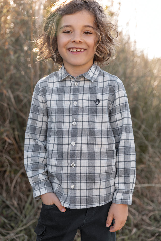 Camisa - Gris claro Cuadros - Image principale