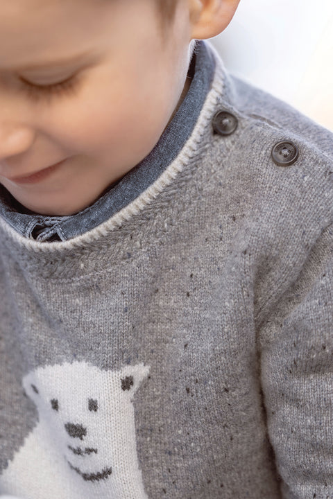 Sweater - Blue Greye Illustration bear - Image principale