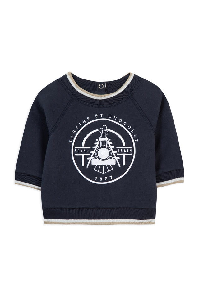 Sudadera - Azul marino ilustración tren - Image principale